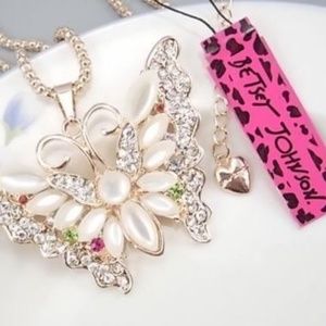 Betsey Johnson Butterfly Sweater Necklace